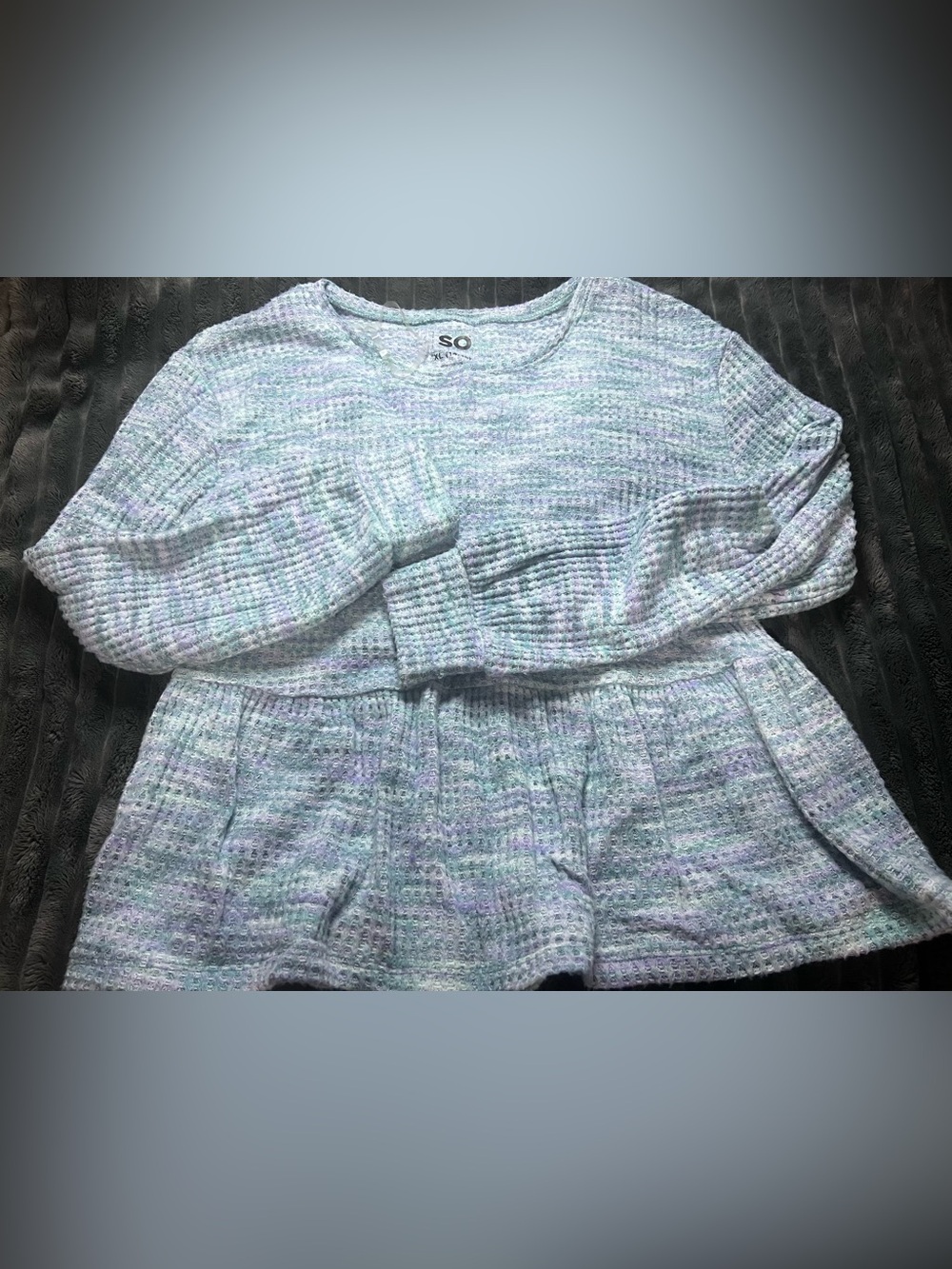 SO Girls Long Sleeve Crewneck Knit Sweater Shirt Size 14/16 XL Multi Color